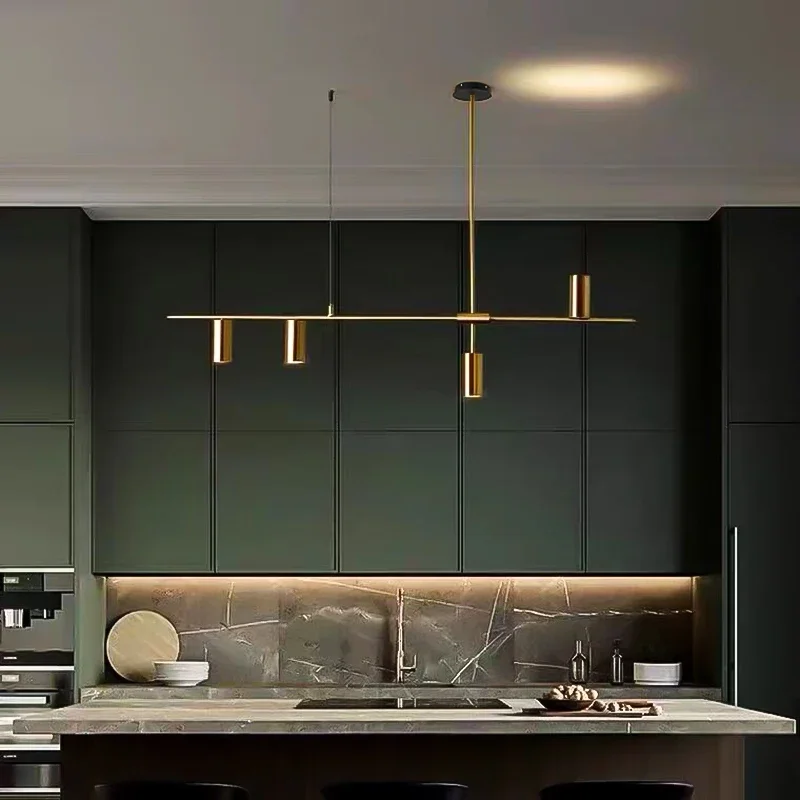 Kitchen Hanging Ceiling Lamps Simple Modern Style Long Chandelier LED Living Room Pendant Light Fixture Dining  Bar Counter Lamp