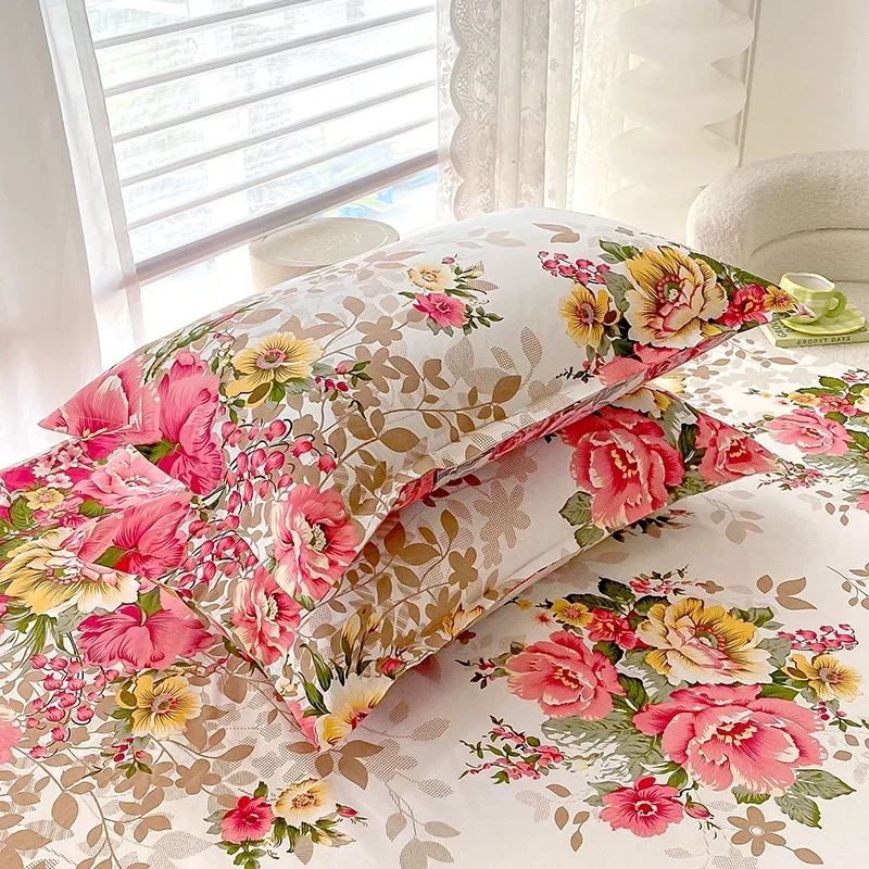 Romantic Peony Floral Duvet Cover Set Reversible Shabby Flower Comforter Cover with 2 Pillowcase Vintage Farmhouse Bedding Set