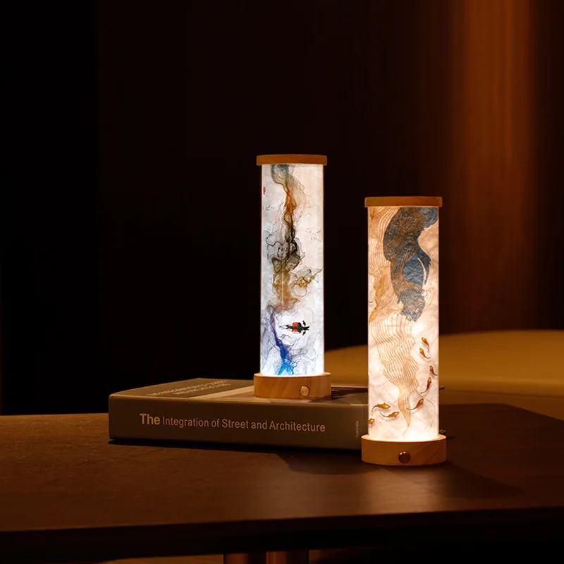 Creative Night Light, Bedroom Living Room, Ancient Decoration, Solid Wood Ornaments, Atmosphere, Night Light, Bedside Lamp