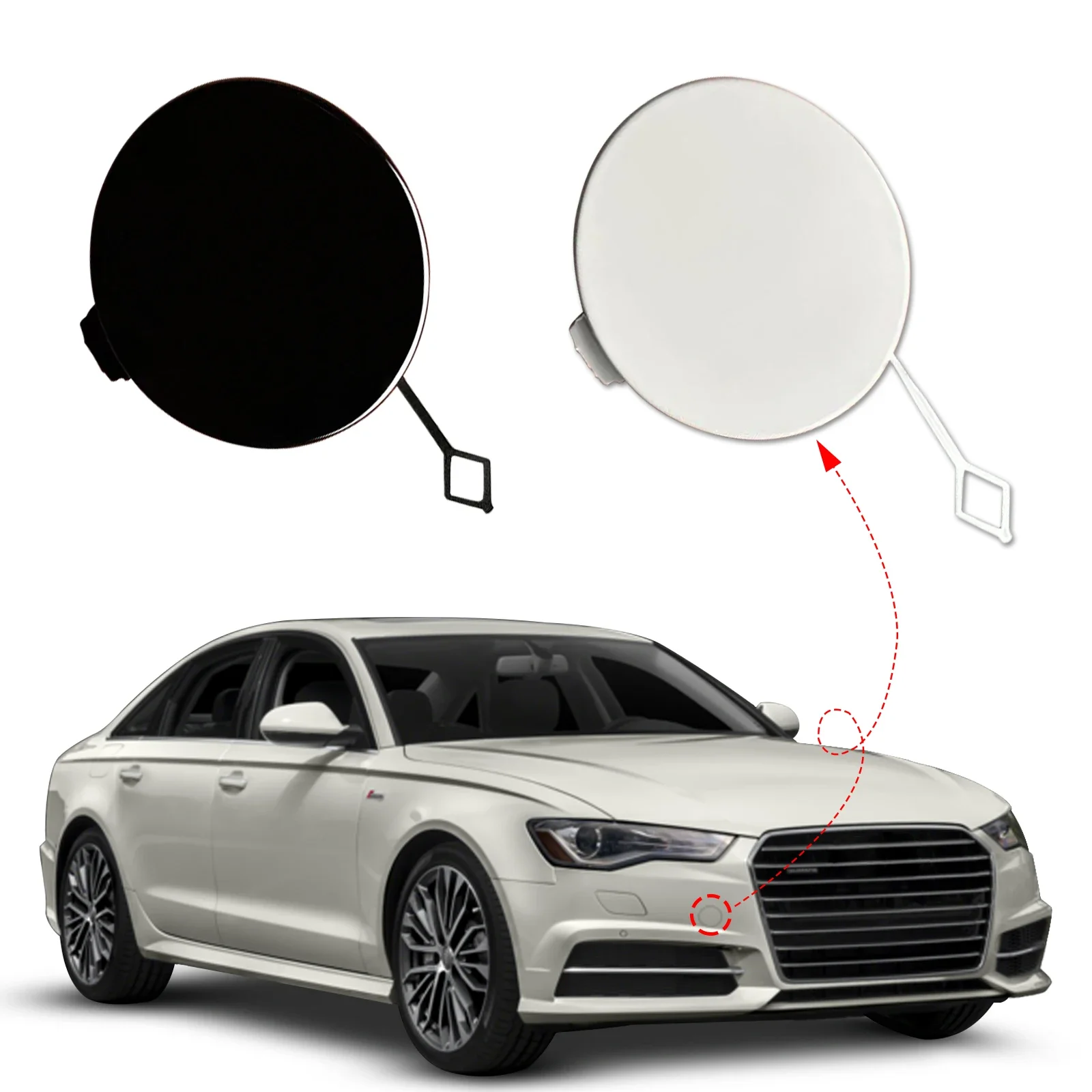 For Audi A6 2016-2018 Front Bumper Tow Hook Cover 4G0807241G Right Passenger Side OE Replacement Premium Quality Direct Fit