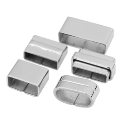 Wholesale 5pcs Stainless Steel Big Hole Square Beads Fit Flat Leather Rope Buckle DIY Jewelry Making Accessories