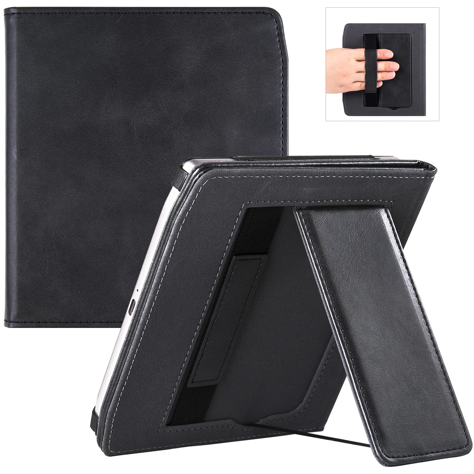 Stand Case for Pocketbook 700 Era/Pocketbook Era Color e-Reader -Premium PU Leather Sleeve Cover with Hand Strap/Auto Sleep Wake