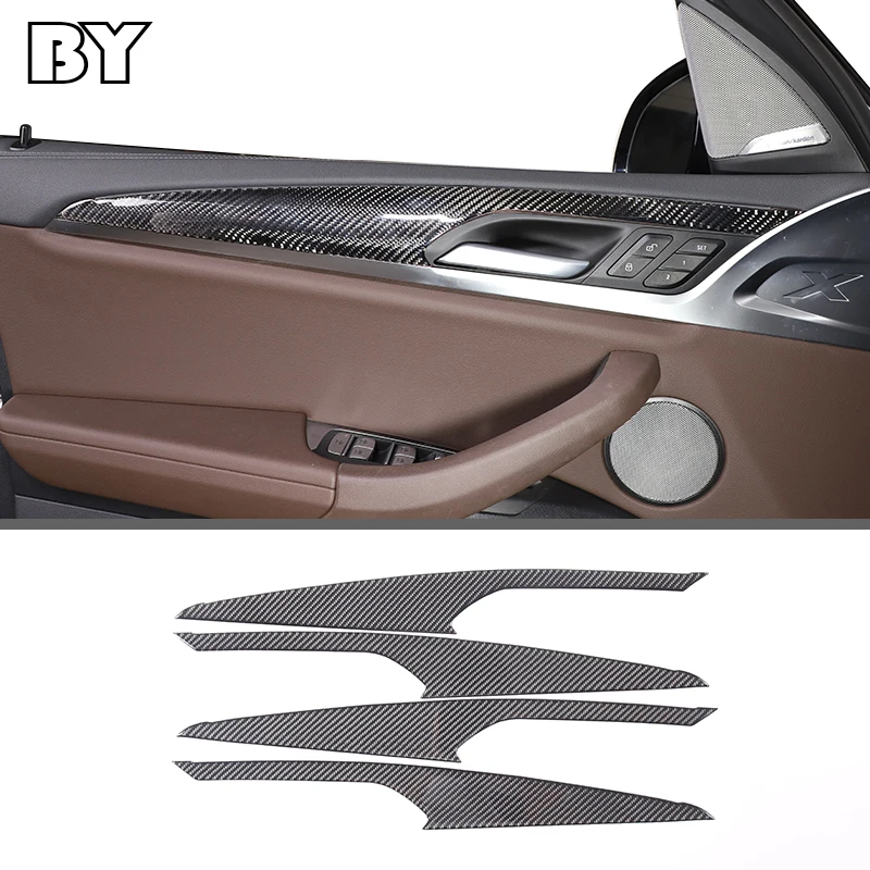 

For BMW X3 G01 2018-2022 4PCS Soft Carbon Fiber Indoor Door Trim Strips Cover Sticker Car Accessories