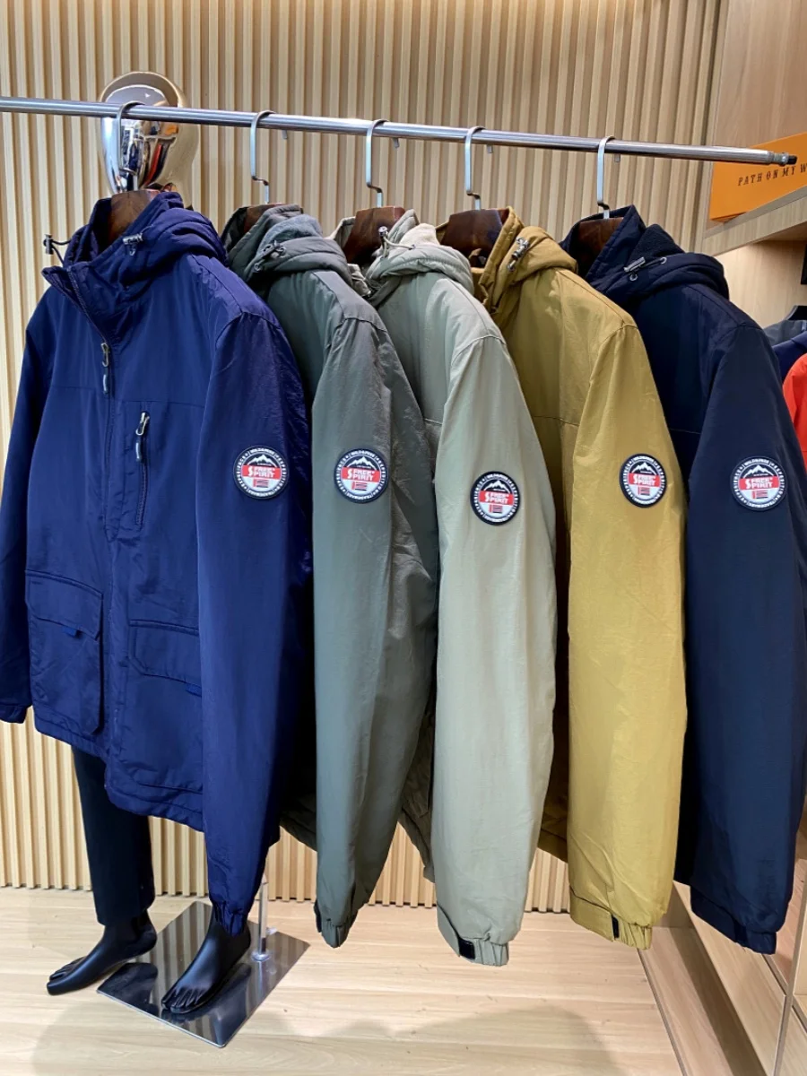 

Exploration Series Men's Faionable Casual Fce-Lined Windproof Water-Resistant Jaet Coat Stand Fit Long Sve Zipper