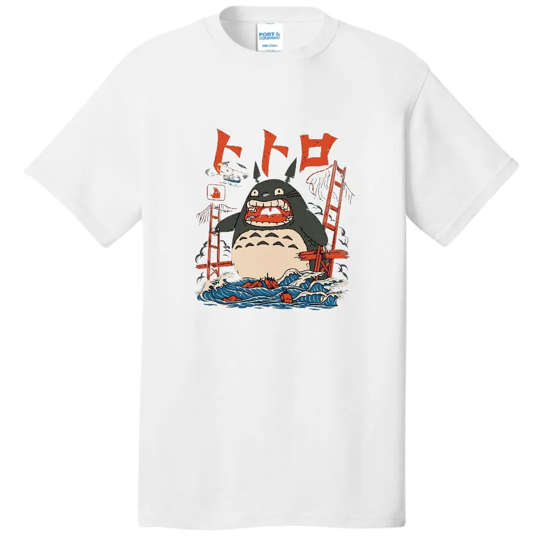 Hayao Miyazaki Anime Series Totoro Printed Men's and Women's Casual Loose Round Neck Short Sleeves Harajuku Anime Tshirt image 5