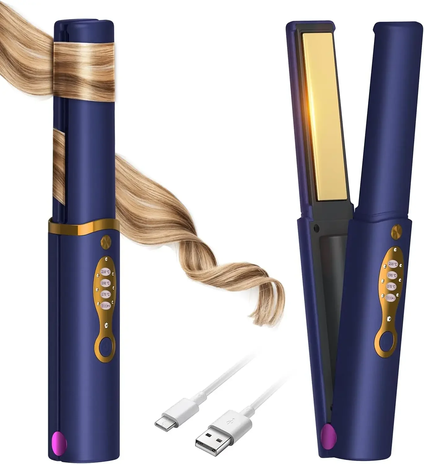 

Беспроводной выпрямитель для волос с перезаряжаемым мини-утюгом, дорожный выпрямитель для быстрого нагрева волос за 45 секунд и