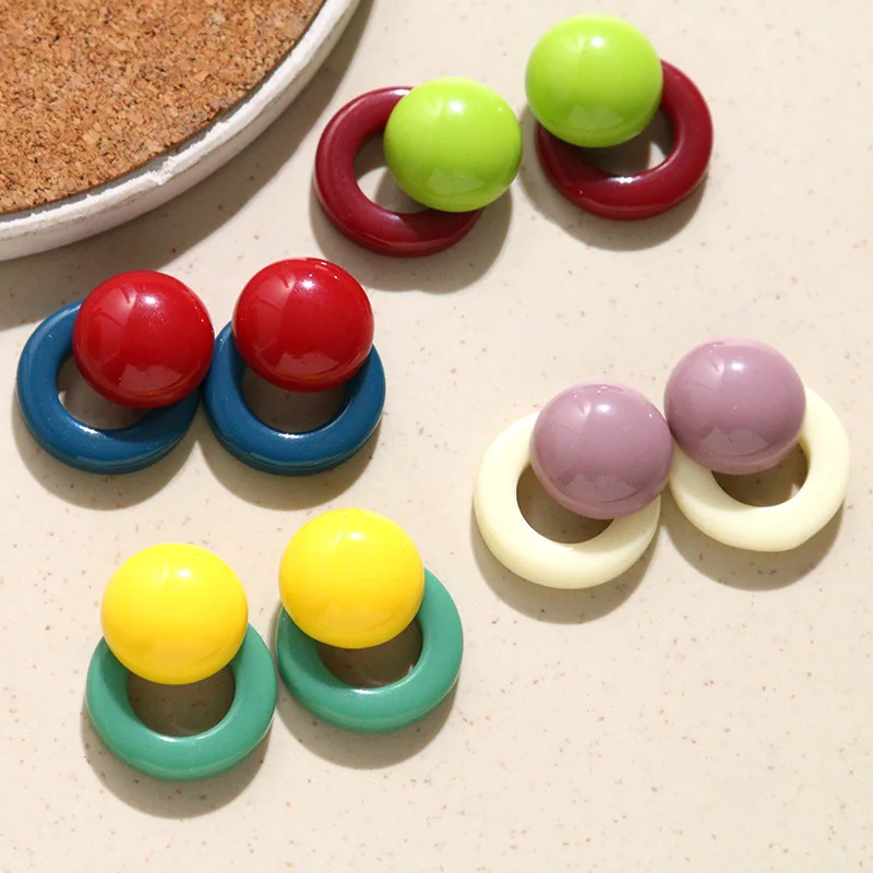 Ins Solid Color Hollow Half Dome Charms, Round Hollow Loop DIY Earring Accessories, Fashion Jewelry Parts for Girls