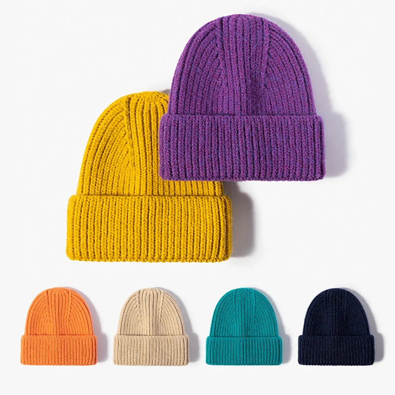 

Unisex Thick Knit Beanie Winter Cap Solid Color Autumn Winter Hats for Women Men Warm Skullies