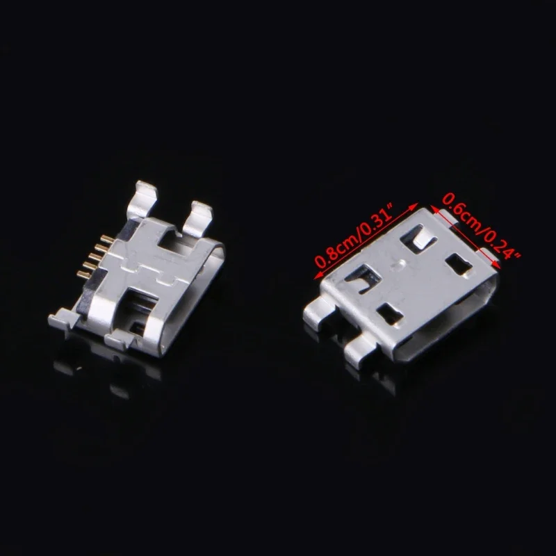 10 Pcs Type Micro USB 5 Pin Female Mount Connector Port Socket