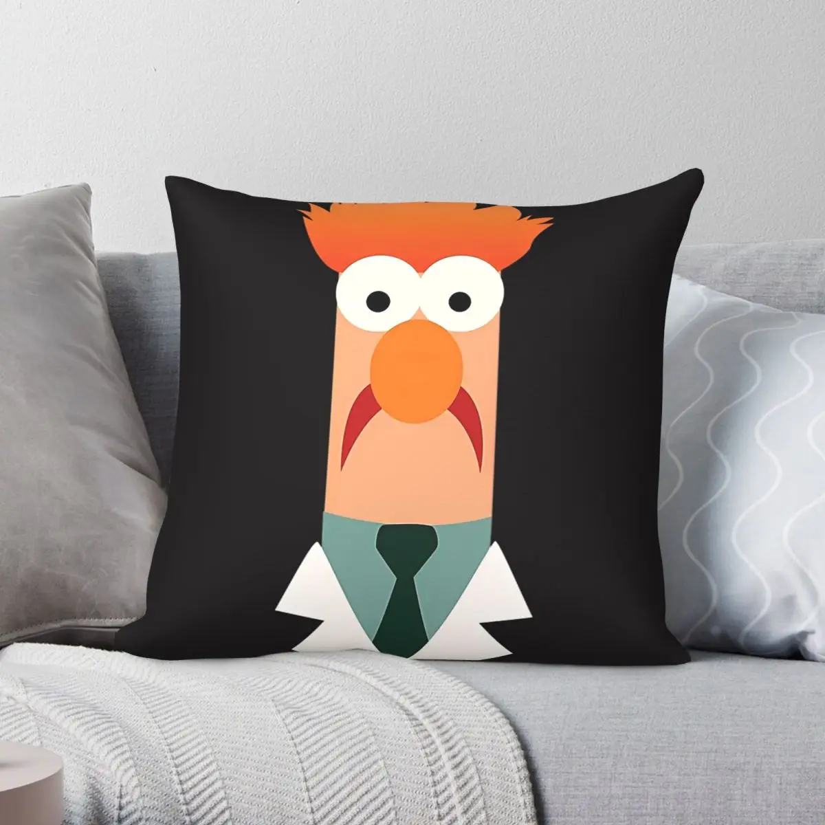 Beaker Square Pillowcase Polyester Linen Velvet Printed Zip Decor Home Cushion Cover