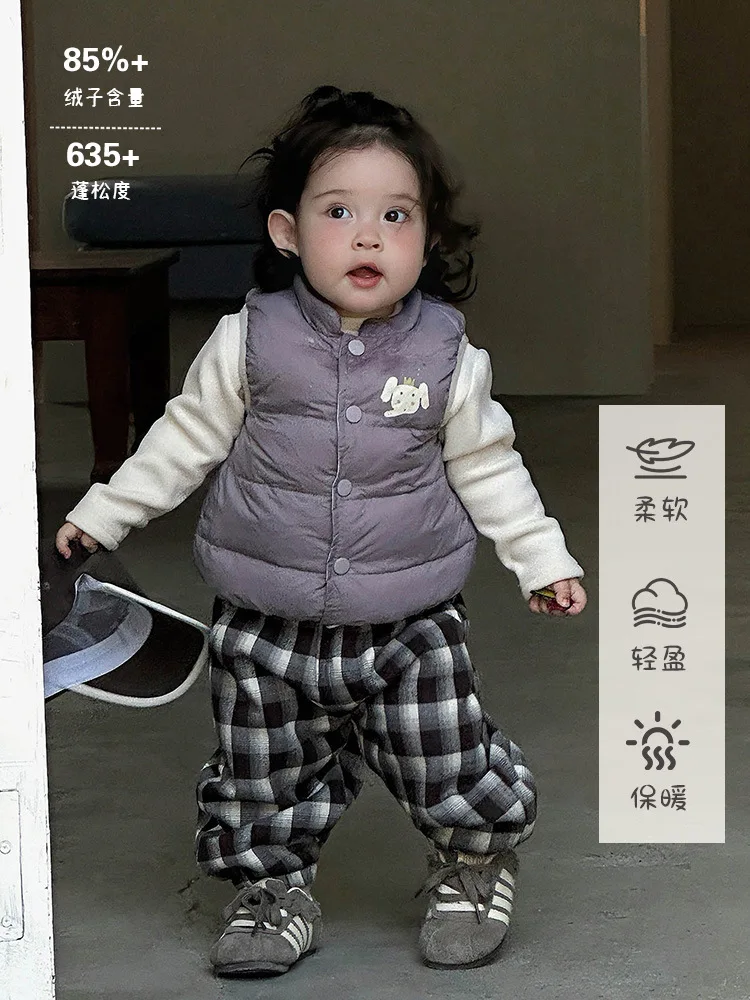 Girls' Down Vest Autumn Winter Stylish Baby Vest Cute Little Elephant Infant Warm Vest Outerwear Sleeveless Jacket aClass