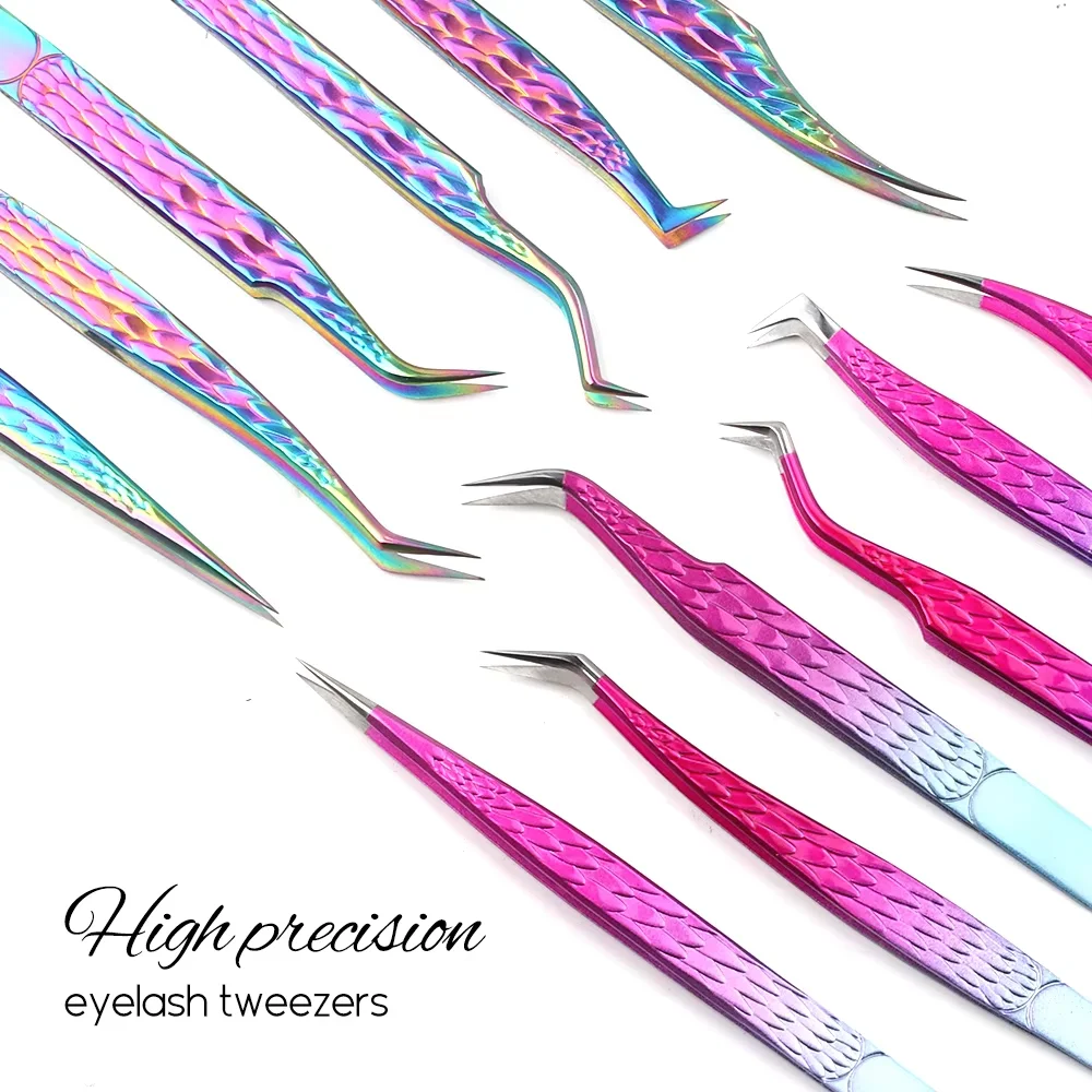 Wendy Lashes Anti-slip Eyelash Extension Tweezers Stainless Steel Fiber Tip Lashes Precision Tweezer for Makeup Tools