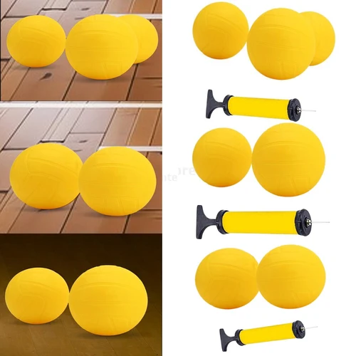 Imagen 2 del producto Pelotas de repuesto con punta, Mini voleibol grueso, amarillo, suave y fuerte, con bomba para patio trasero competitivo, césped, playa, juguete, juego de actividades