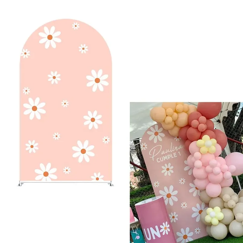 Фон Mehofond с цветком ромашки и аркой, крутой цветочный фиолетовый, синий, бежевый, розовый, детский декор для дня рождения, фон для детского душа, фиеста