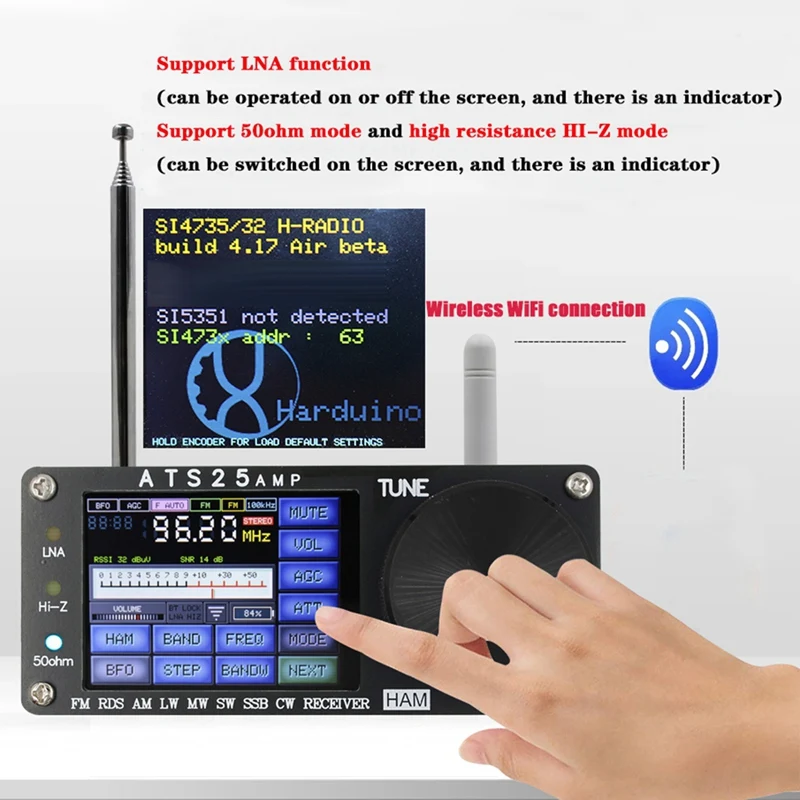 Imagem -05 - All Band Radio Receiver Conjunto Kit Firmware fm am lw mw sw Ssb Dsp Digitalização de Espectro Ats25 Amp Rds