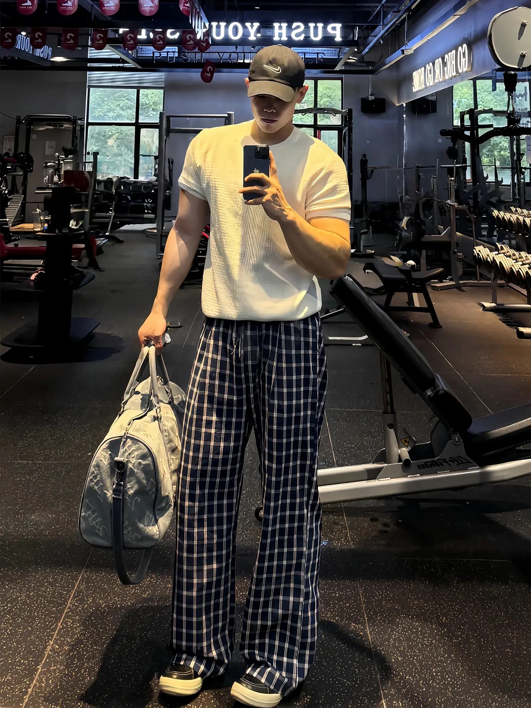 

Высокие мужские клетчатые широкие брюки, летние тонкие спортивные драпированные брюки свободного покроя в американском стиле, повседневные брюки Qui Dry, прямой крой