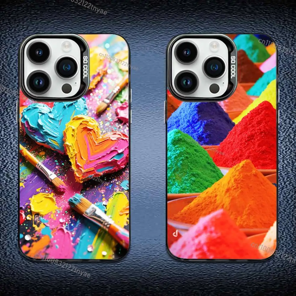 

Watercolors Set Paint Palette Phone Case IMD For IPhone 17,16,15,14,13,12,11 Pro Max Plus Color Silver Black Cover