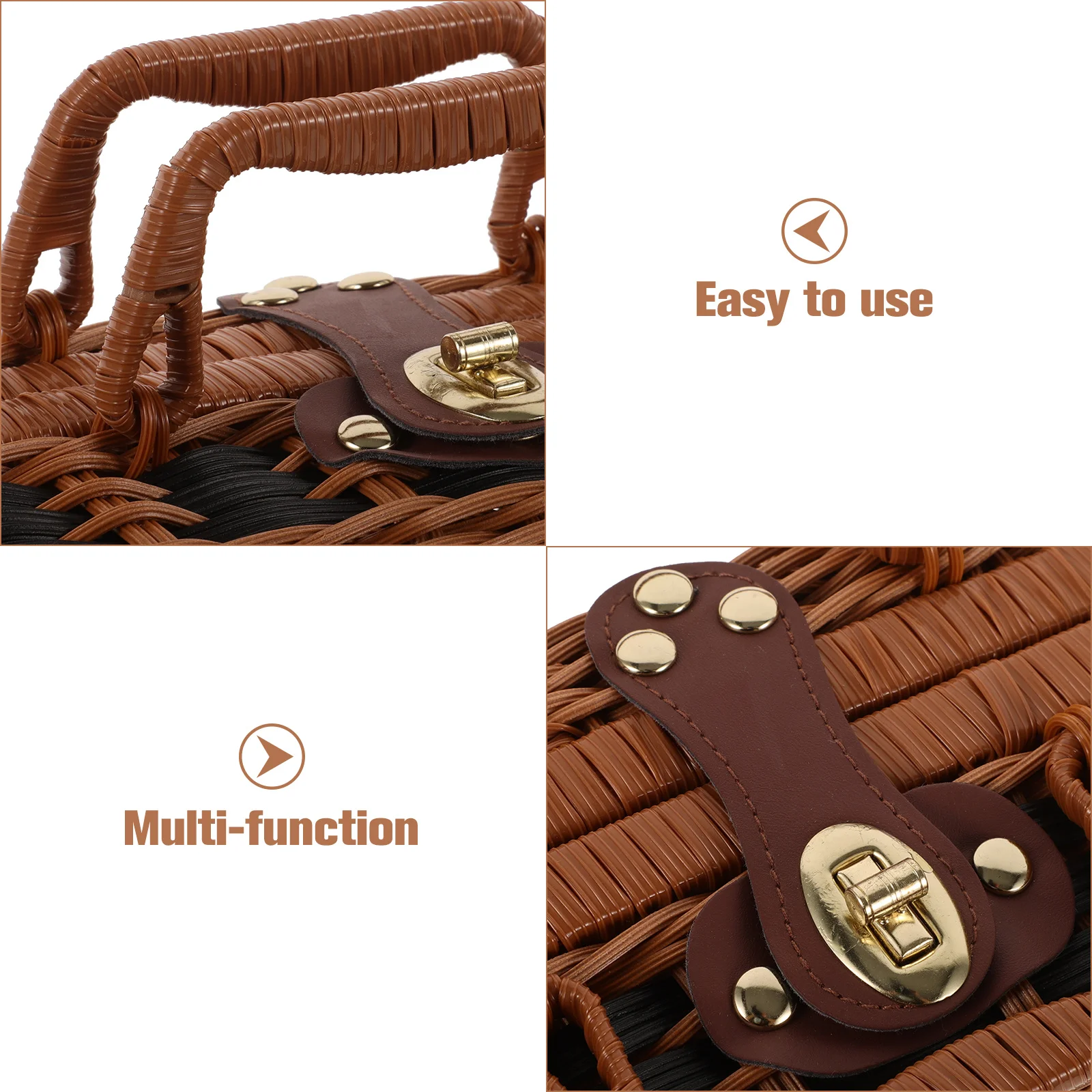 

Retro Handwoven Suitcase Imitated Rattan Woven Storage Box for Clothes Hats Books Stationery Towels Food Organizer Case S