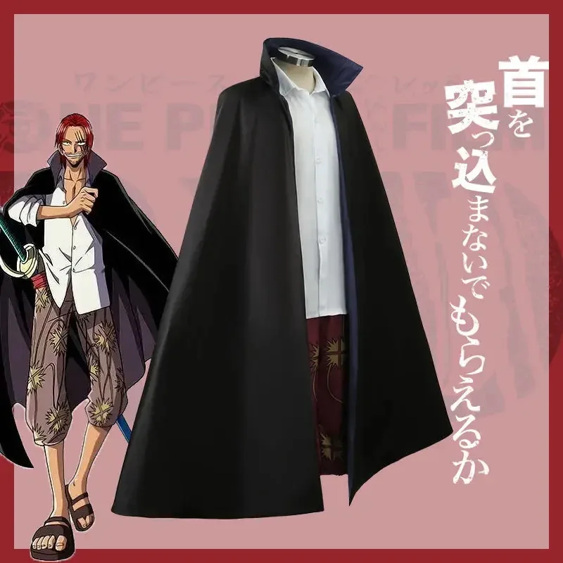 Shanks Redhead Cosplay Costumes One Shirt Pants Belt Cloak Coat Piece Red  Halloween Costume Men Party Role Play Outfit