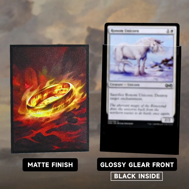 Buste per carte TCG - anello magico - Fronte ultra trasparente e retro con finitura opaca, buste CCG di dimensioni standard da 100 pezzi