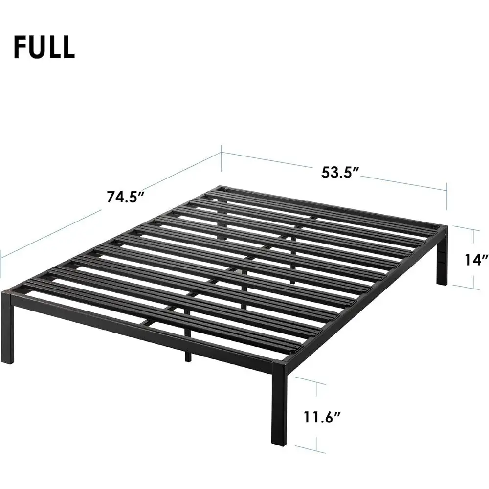 14 Heavy-Duty Steel Platform Bed with Wide Slats, No Box Spring Needed
