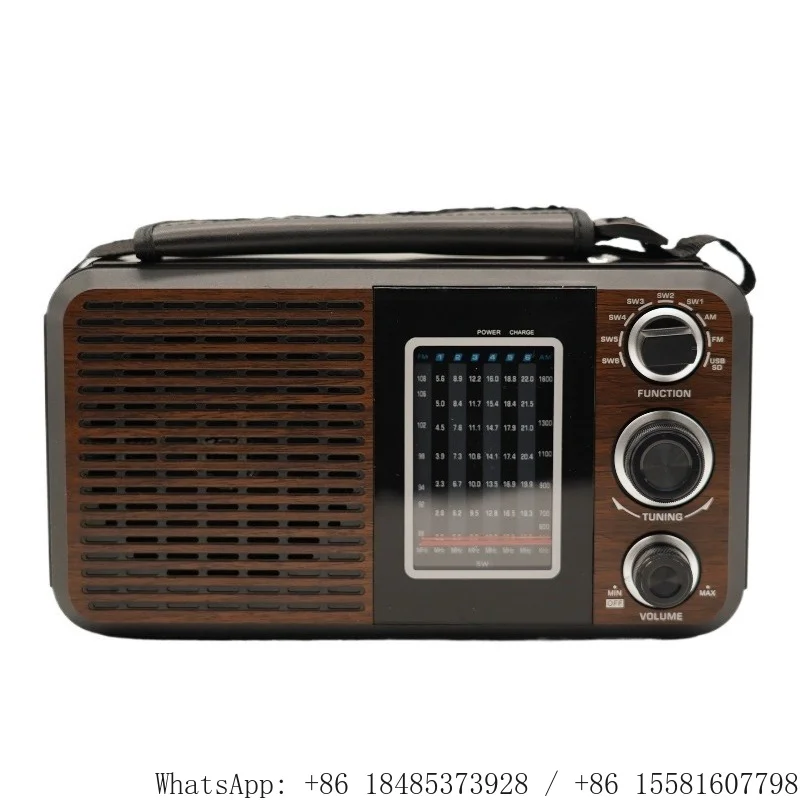 Handheld Vintage Style Multi-band Radio FM AM Shortwave Receiver With USB TF Card Slot Portable Home Audio Playing Device
