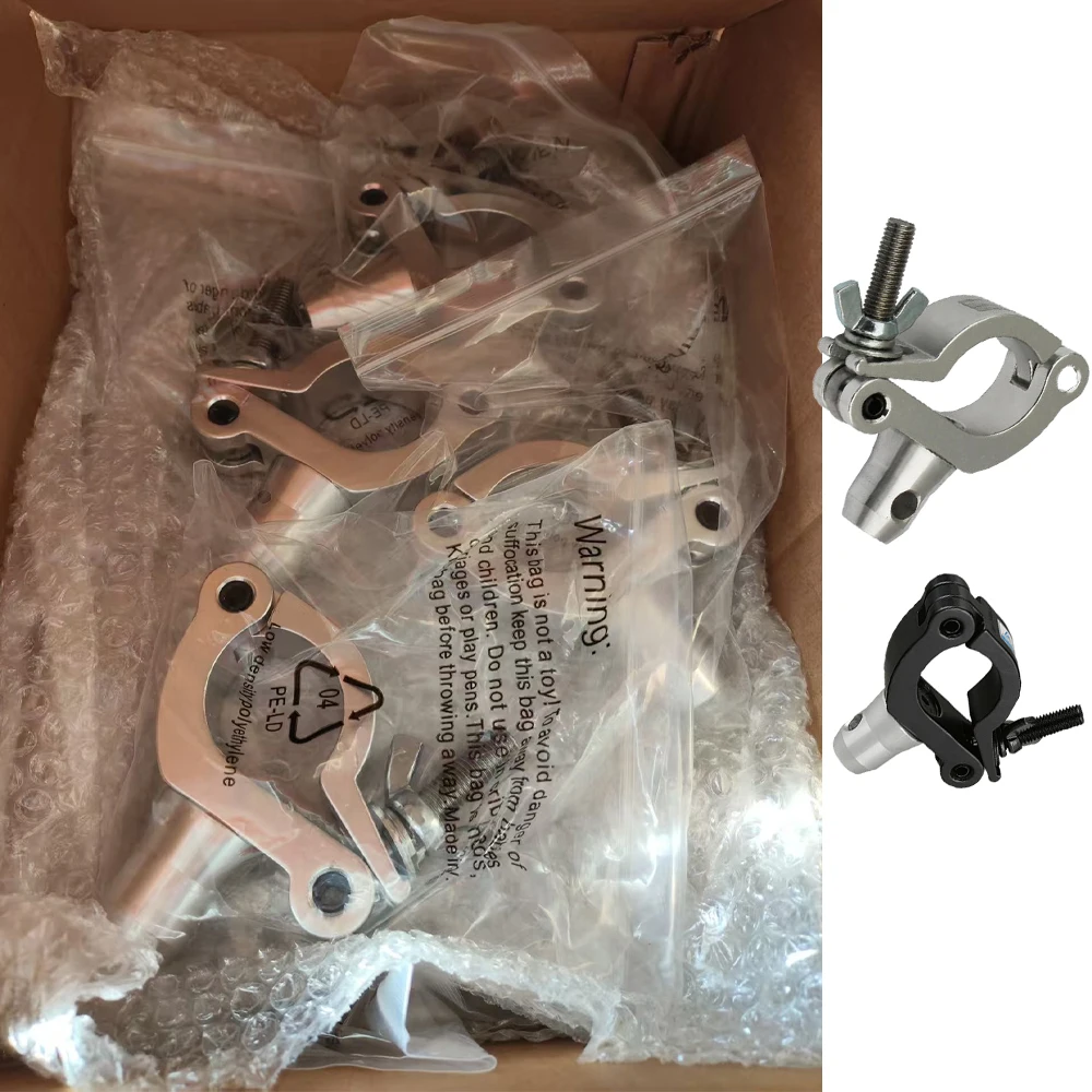 Aluminun Clamp with Half Connector Heave Duty 300KG Coupler Light Hook Fastner Stage Truss Clips Fits 48-51MM Pipe DJ Light