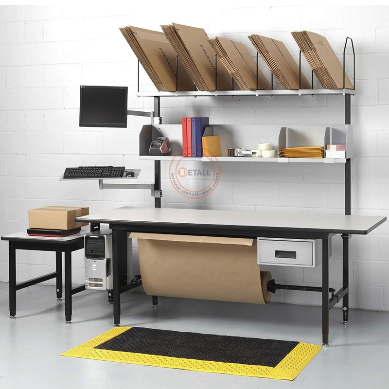 Warehouse and Workshop Area Workbench Packing Station Table with Anti-fatigue Floor Mat