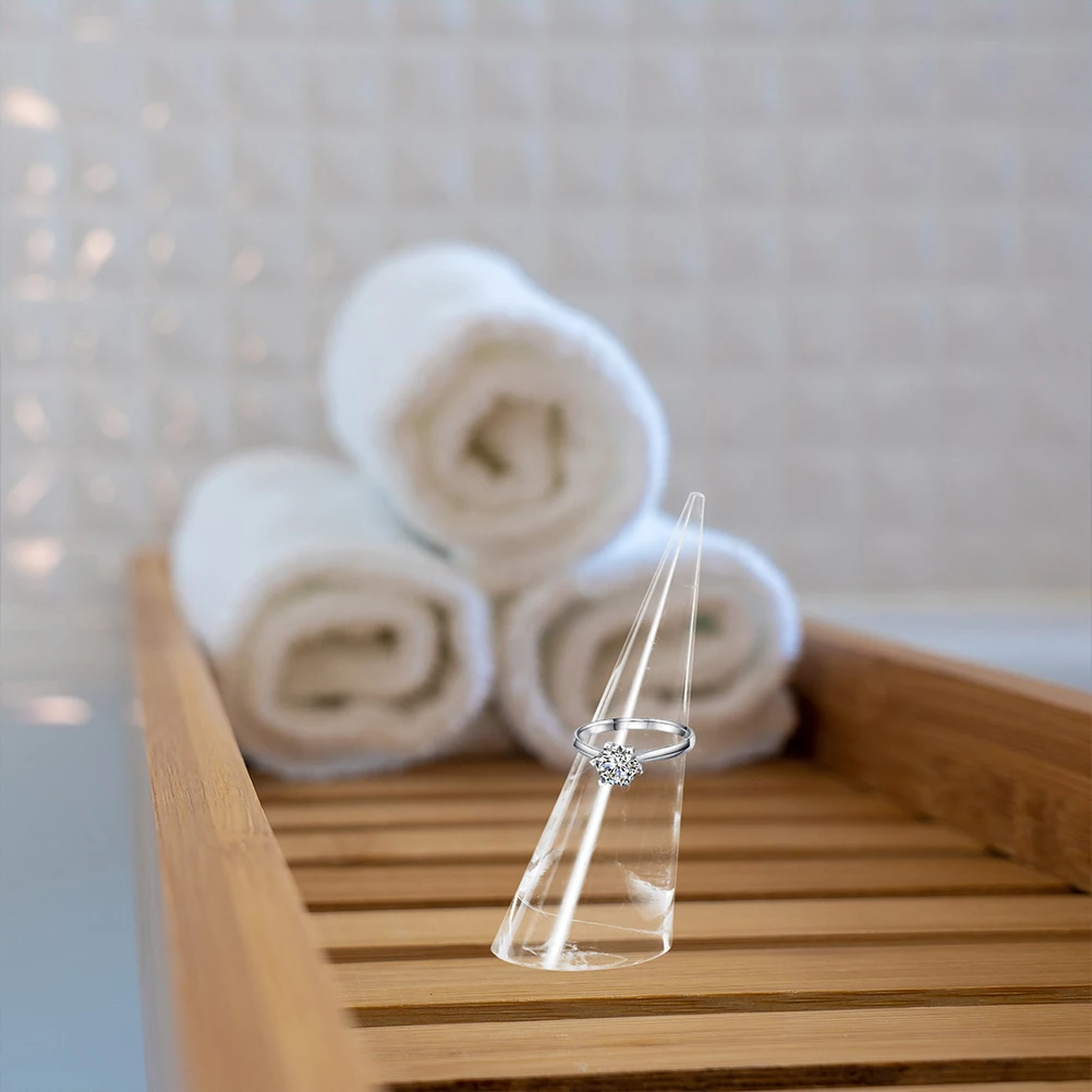 

4Pcs Acrylic Cone Ring Display Holder Ring Organizer Portable Jewelry Display Stand Rack for Retail Shop Exhibition