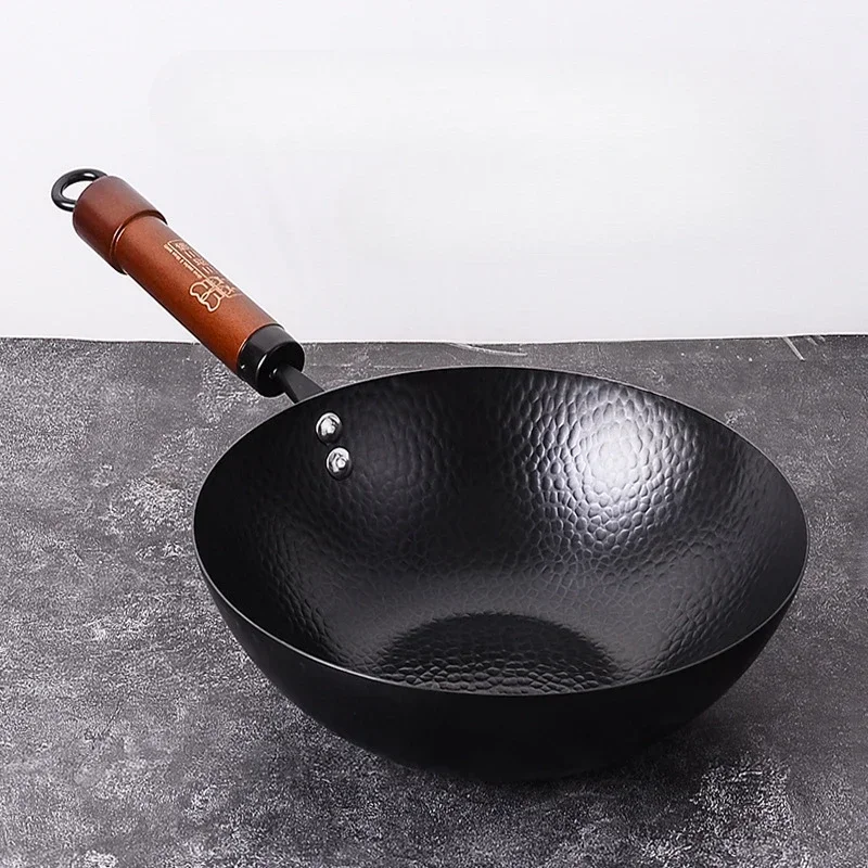 Zhangqiu Iron Pot Mini Small Iron Pot Small Size Frying Pan Household for One Person Gourmet Induction Cooker Iron Pot 28cm