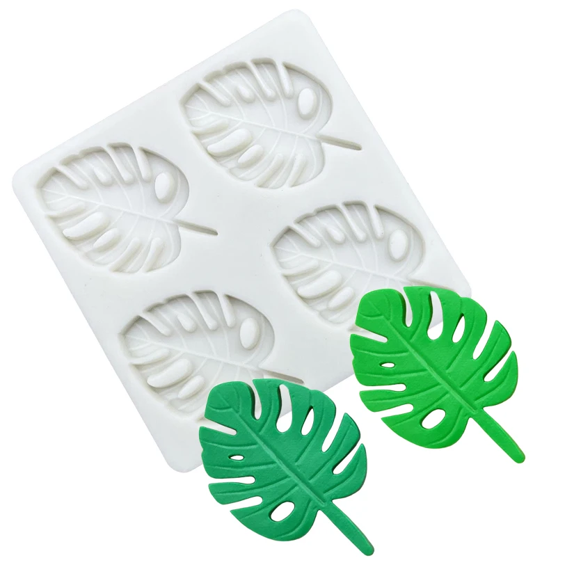 Forma silikonowa do cukru w kształcie liścia Monstera Deliciosa, narzędzia do żywicy, forma do pieczenia babeczek, narzędzia do dekorowania ciast z fondantem.