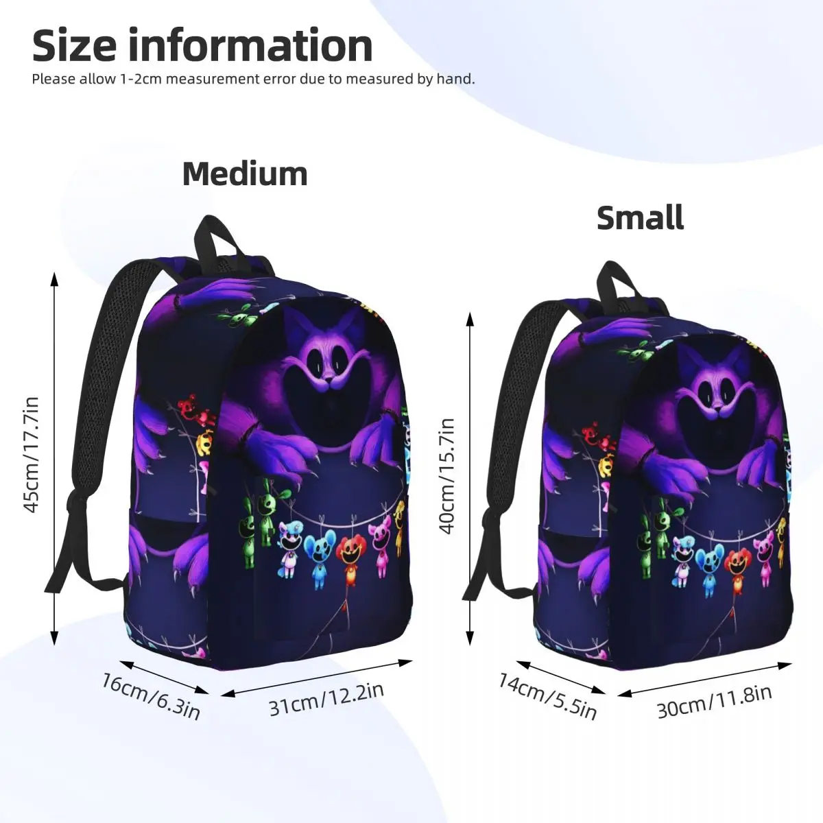 CatNap Smiling Critters Backpack for Boy Girl Kids Student School Bookbag Daypack Preschool Primary Bag Durable