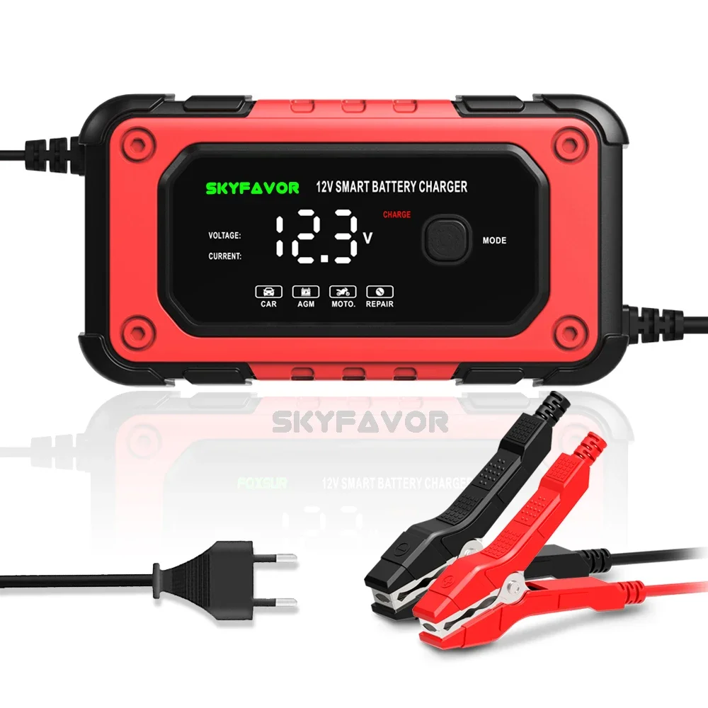 Automatic Motorcycle Car Battery Charger 12V 6A Smart Deep Cycle EFB GEL AGM Lead Acid Battery Charger Pulse Repair Charger