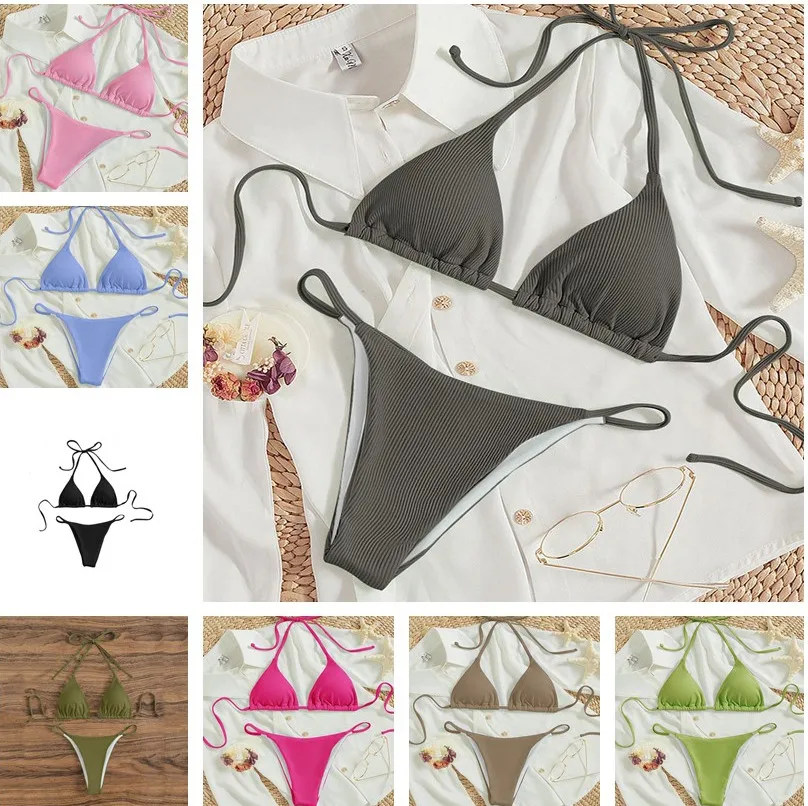 

2025 Bikini Set Pad Triangle Swimwear Women Beach XS-XL Swimsuit Maio Biquinis Tankini Femme Badpak Dames Traje De Bano Mujer