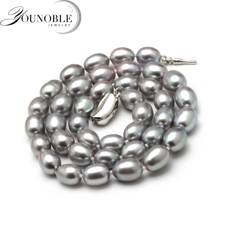 Natural Freshwater Grey Pearl Necklace Strand for Women Good Luster Pearl Beaded Chocker Necklace Wholesale Wedding