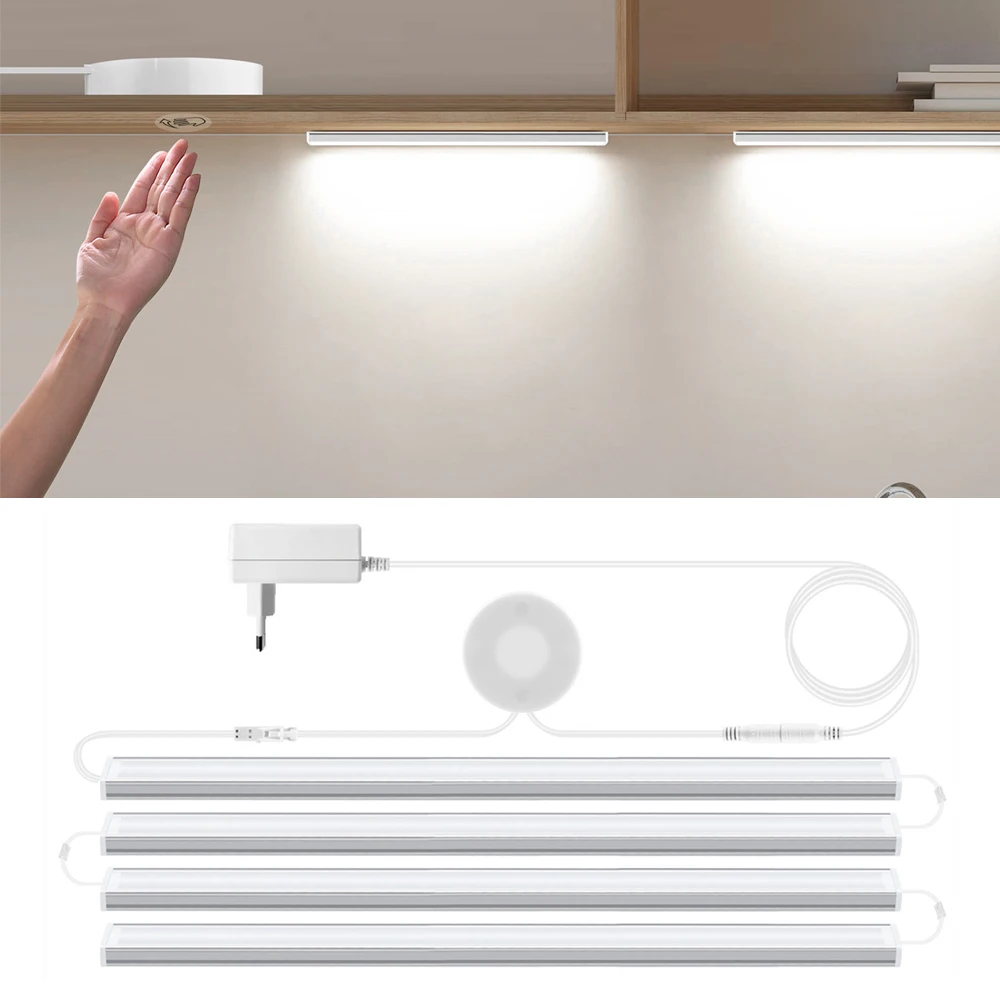 

30cm/40cm/50cm Aluminum Bar Led Lights for Room DIY Kitchen Closet Light Tube 12V 25mm Penetrable Touch Sensor Dimmer Switch