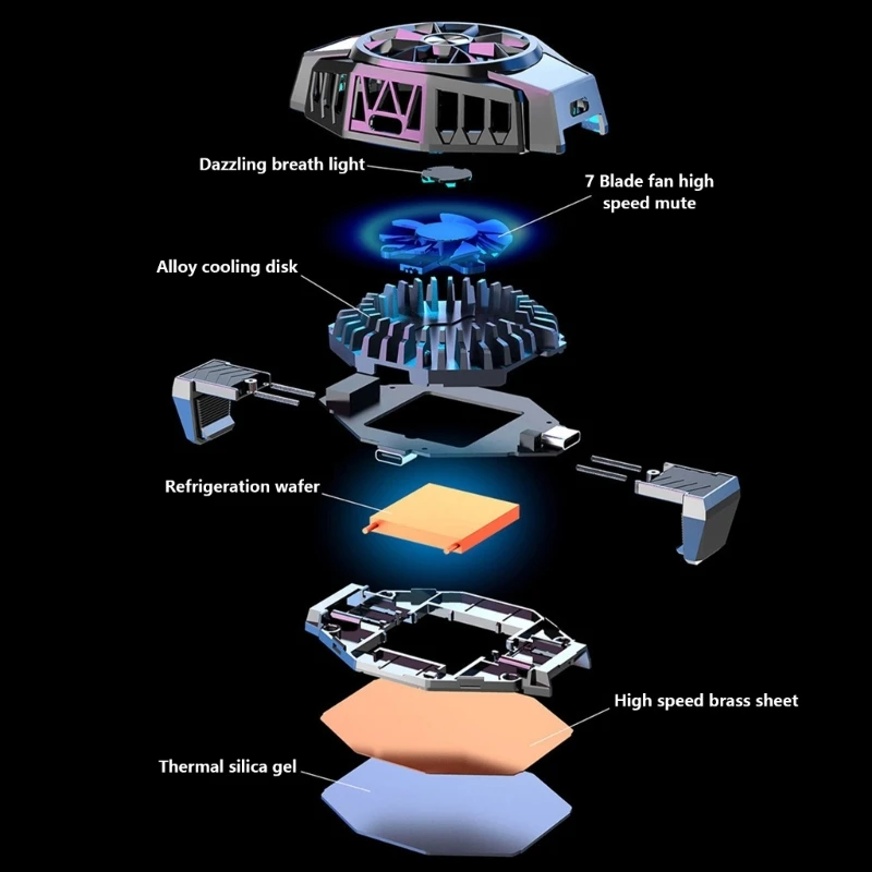 Phone Radiator Cooling Fan Semiconductor Heat Sink Low Noise Back Clip Cooling System with Wireless Charging