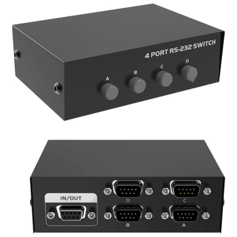 Serial DB9 Pin RS232 Switcher 4 in 1 out Bidirectional switch (1 host at a time) Sharer PC Console Sharing Selector Controller