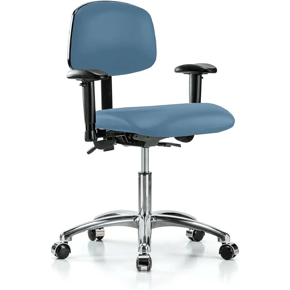 Multi-Task Office Chair with Adjustable Armrests, Desk Height 17-22, Colonial Blue Vinyl