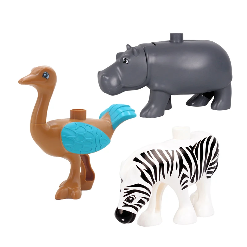 Große Bausteine Tiere Teile Zoo Sets Dinosaurier Montieren Zubehör Kompatibel Duplon Ziegel Jurassic Spielzeug für Kinder Geschenk