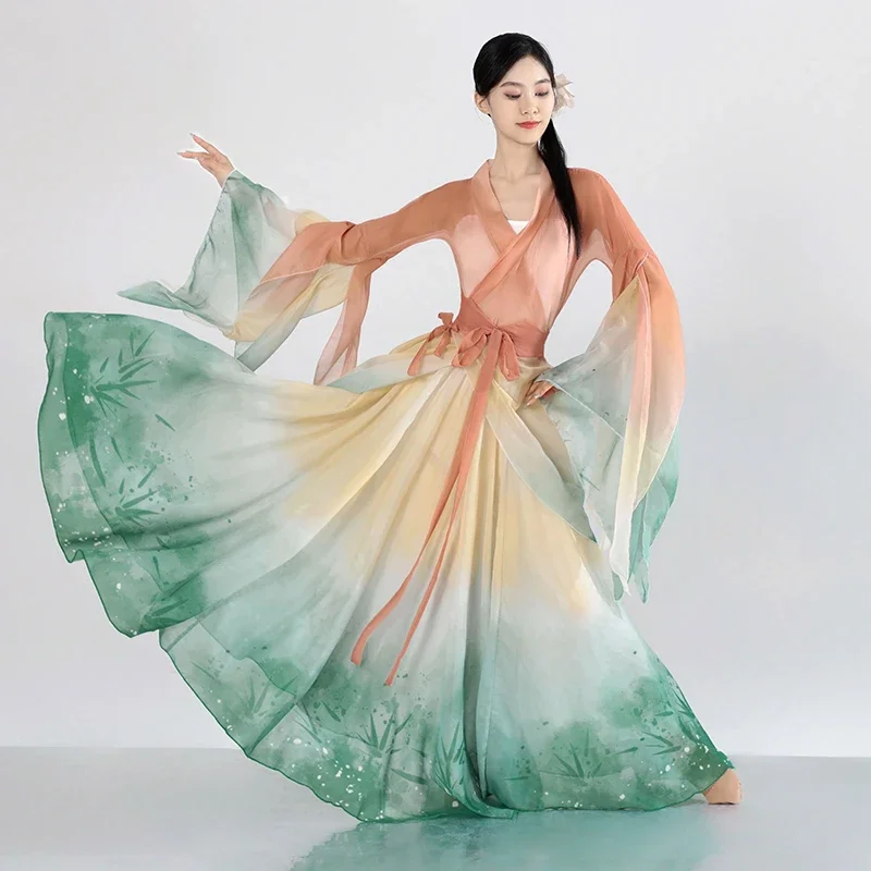 Classical Dance New Dance Clothes Elegant Big Sleeve Shirt Chinese Hanfu Fairy Gas Gauze Female Gradual Change Performance Suit - Image 3