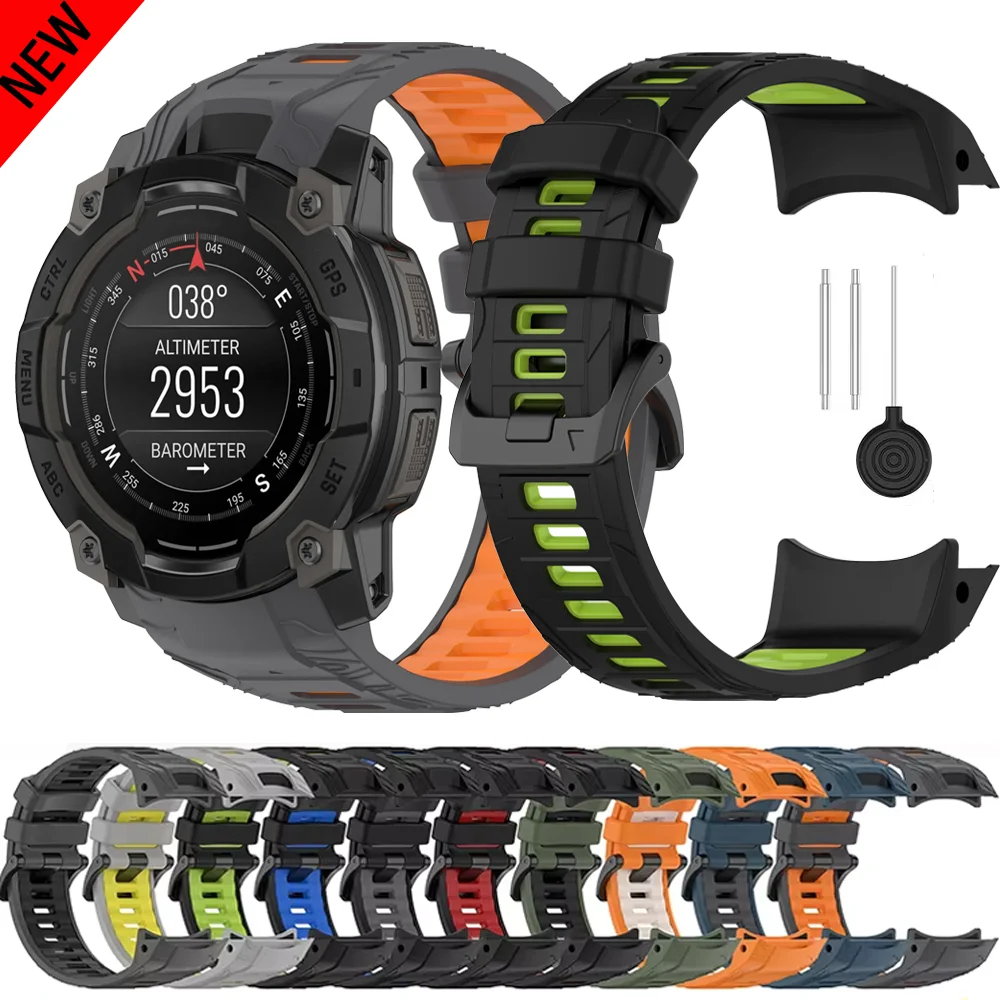 حزام سيليكون رسمي بلونين لـ Garmin Instinct 3 50 مللي متر 45 مللي متر سوار ناعم قابل للتنفس Garmin Instinct 3 45 مللي متر 50 مللي متر معصمه #1