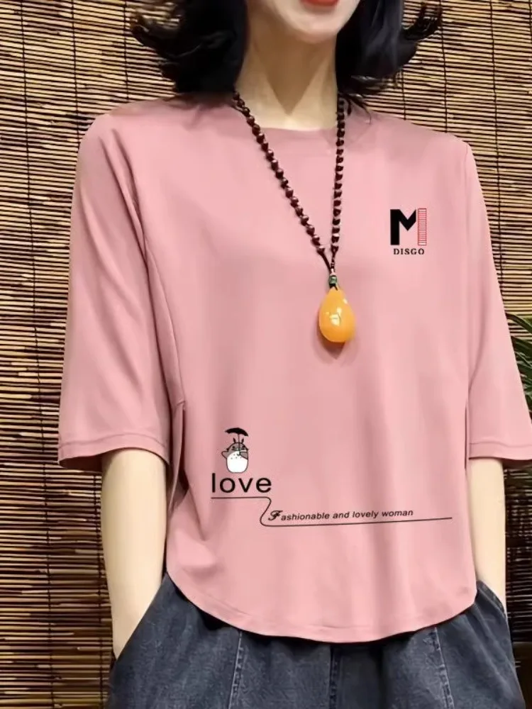 loose-cotton-t-irt-women's-summer-new-sle-svel-round-ne-printed-casual-faionable-with-ket-handkerchief