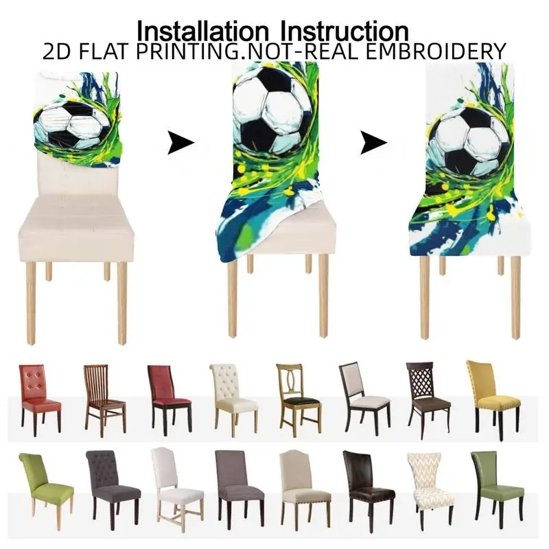 Stretch Dining Chair Cover Bow Chair Cover Tablecloth Football Volleyball Basketball Modern Abstract 2D Flat Pattern