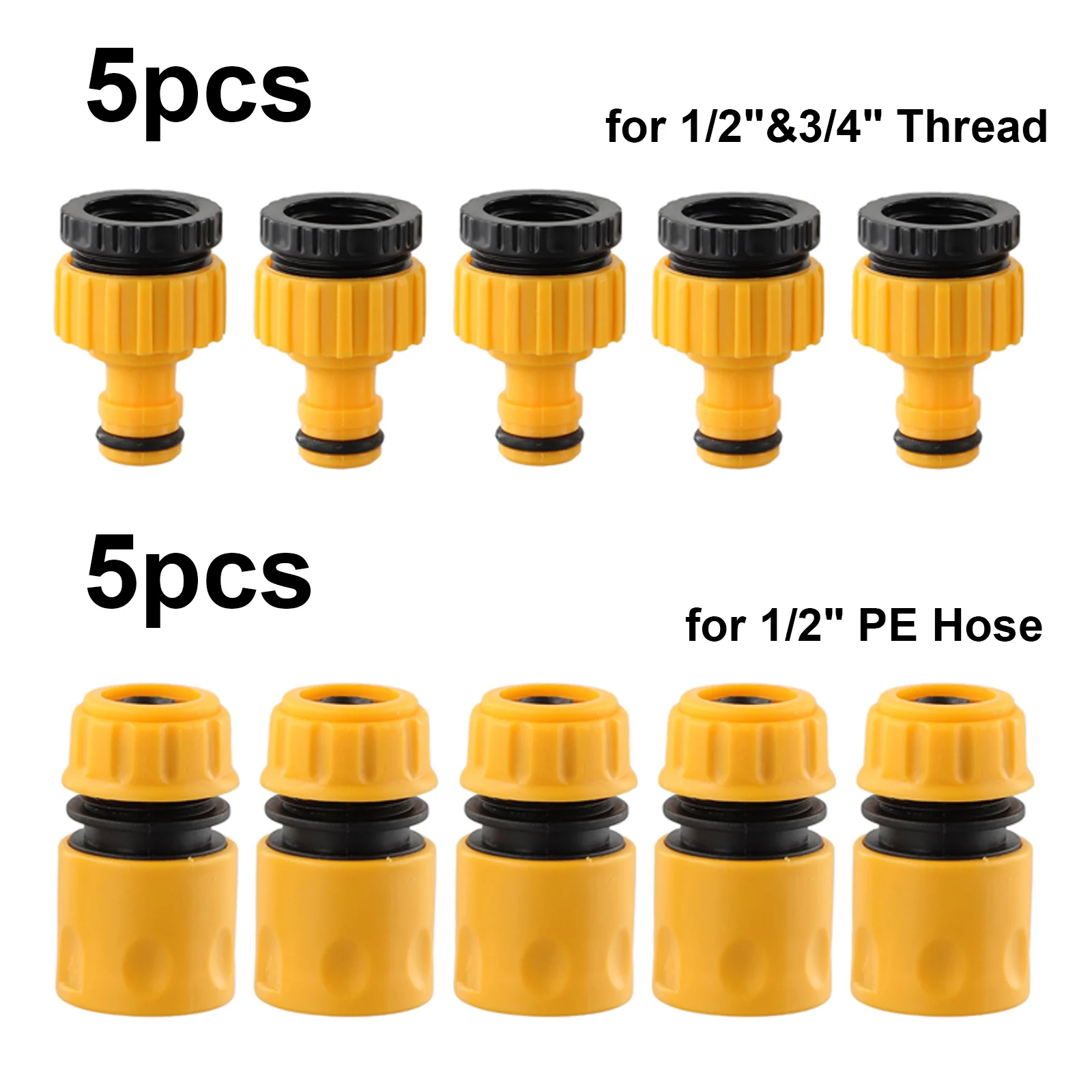 

5 Pairs Gardening Accessories Outdoor 3/4 & 1/2 Inch Graden Hose Tap Threaded Connector Tap Adapter & Quick Fitting Big Deal