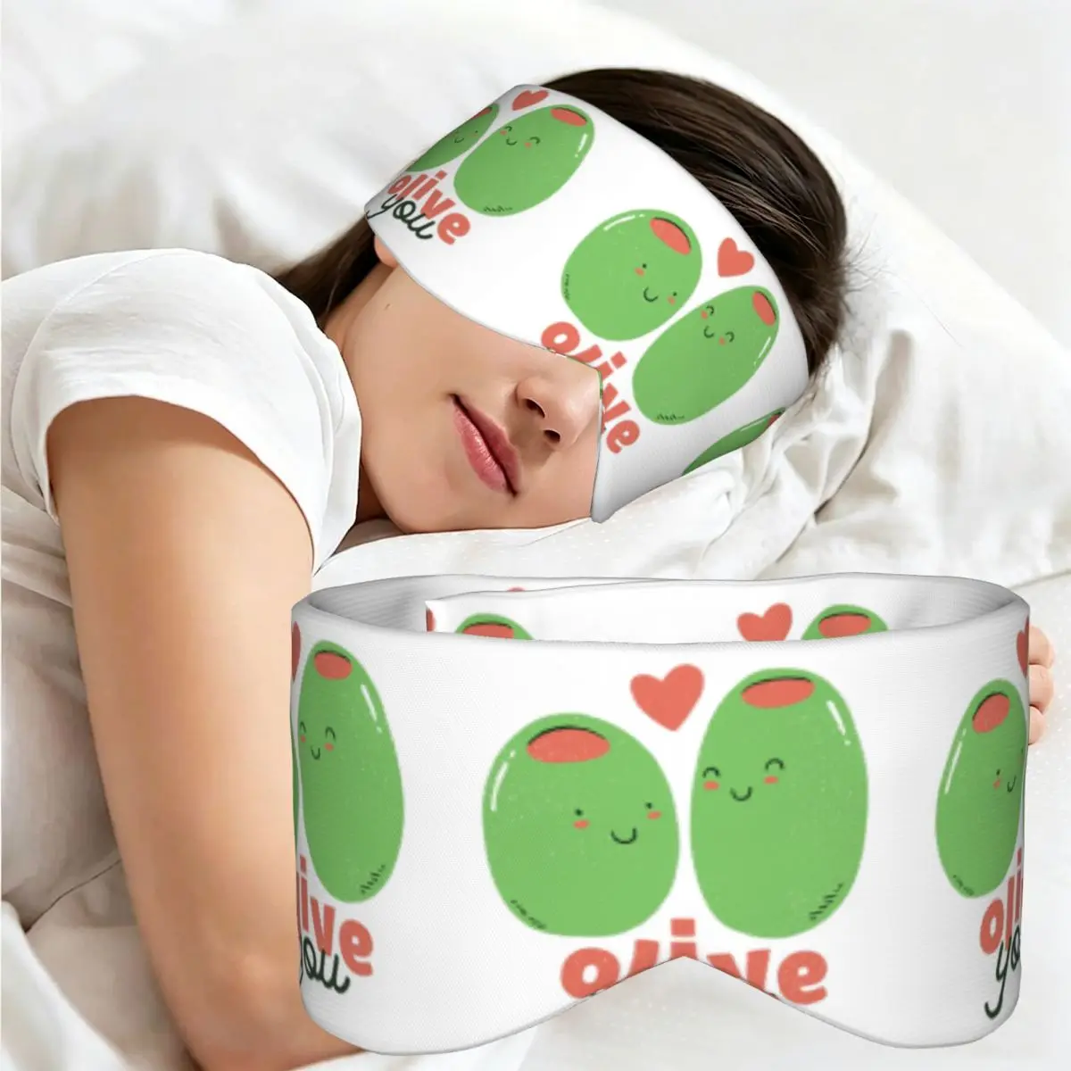 Olive You - I Love You sleep eye mask Light Blocking Portable Eye Cover for Girls Boys Home Sleeping Party Eyeshade eyepatch
