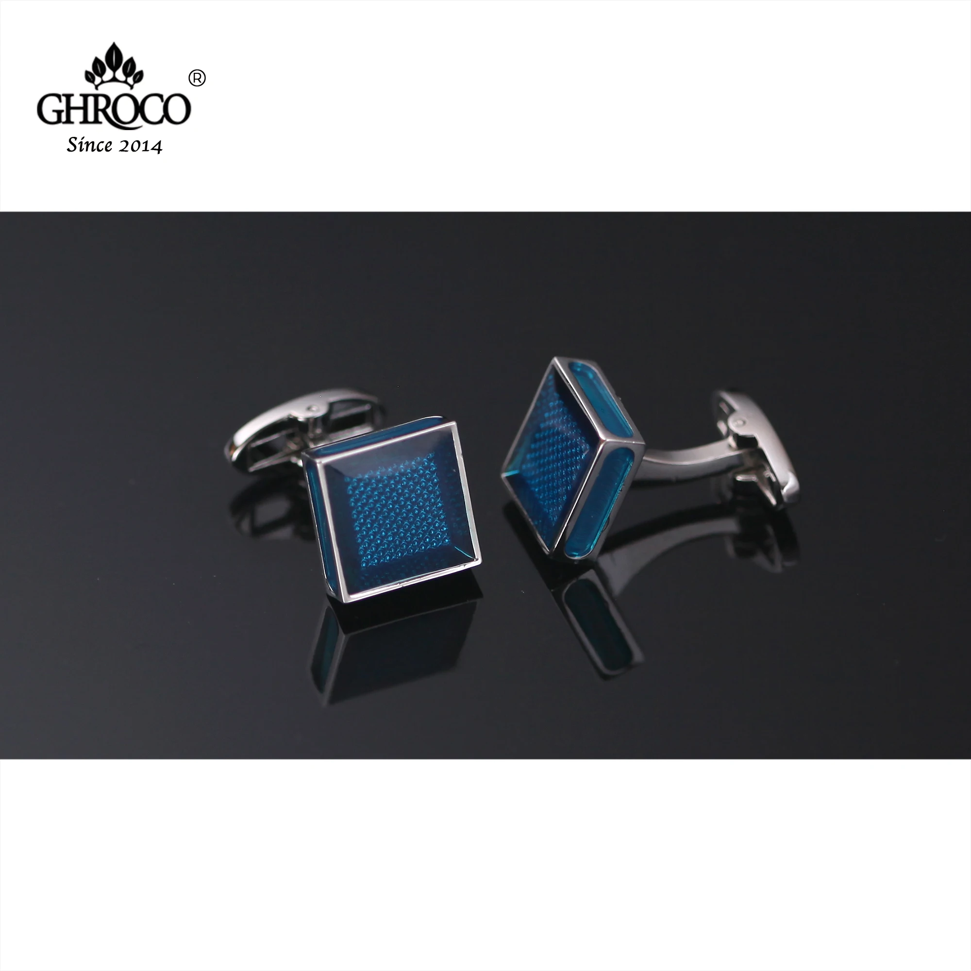 GHROCO High Quality Exquisite Blue Enamel French Shirt Cufflinks Fashion Luxury Gifts Business Men and Women Groomsmen Best-man