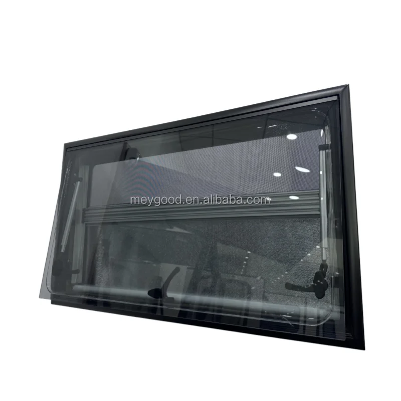 1000*600mm Black Aluminum Frame RV Acrylic Right Angle Window For Camper & Trailer view 4