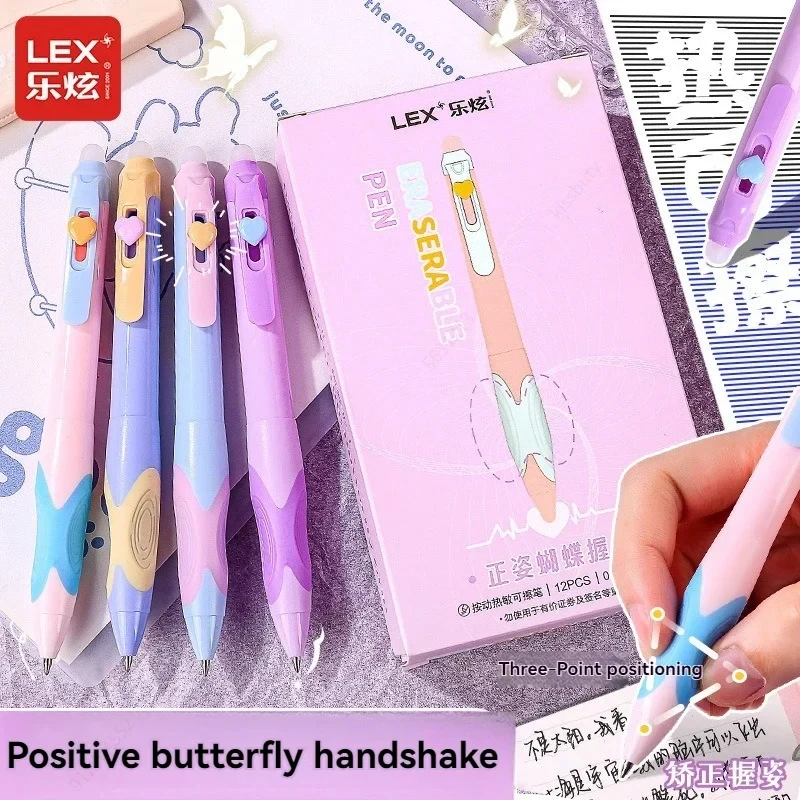 

4Pcs Cute Gel Pens Kawaii Pen Set Quickly-Drying Blue Black Erasable Pens Office School Supplies Kawaii Aesthetic Stationery