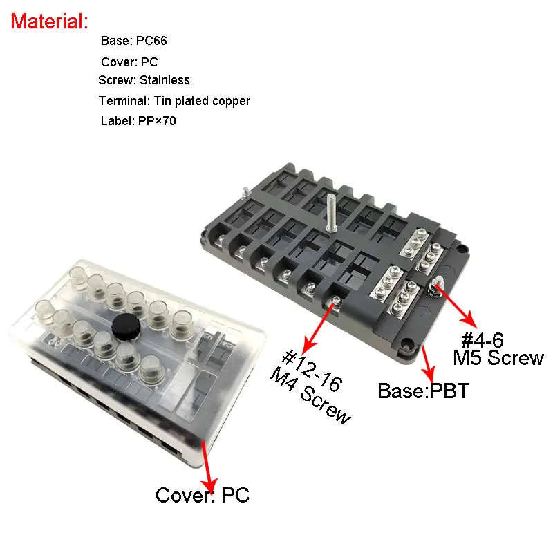 12 Way Electrical Appliances Circuit Breaker Box 12V 100A Car Boat Fuse Box Holder For Car Marine Boat Truck Trailer